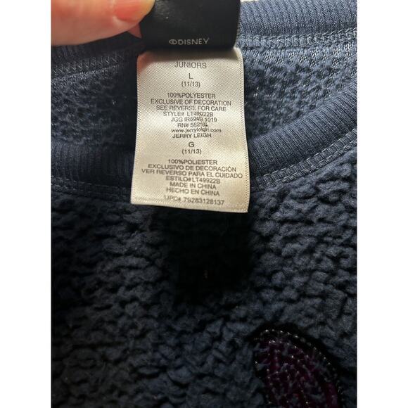Disney Crewneck Lilo‎ & Stitch Sequin Nubby Fleece Faux Sherpa Navy Youth 12 - Picture 3 of 6